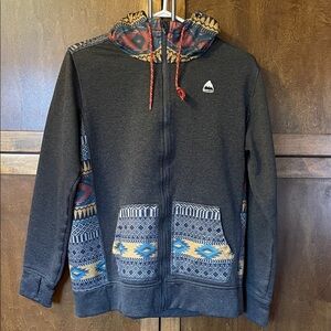 Burton Men's Zip-Up Sweater - Grey and Aztec Multicolor